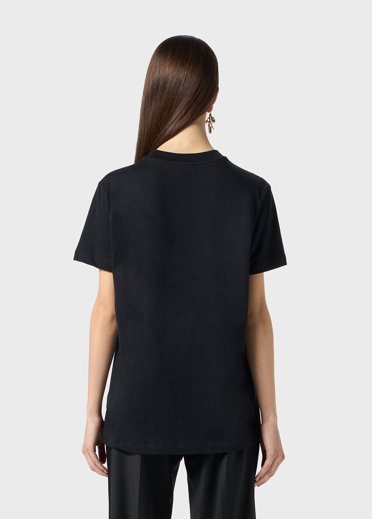 JERSEY T-SHIRT WITH BLUMARINE LOGO EMBROIDERY IN RHINESTONES - 3