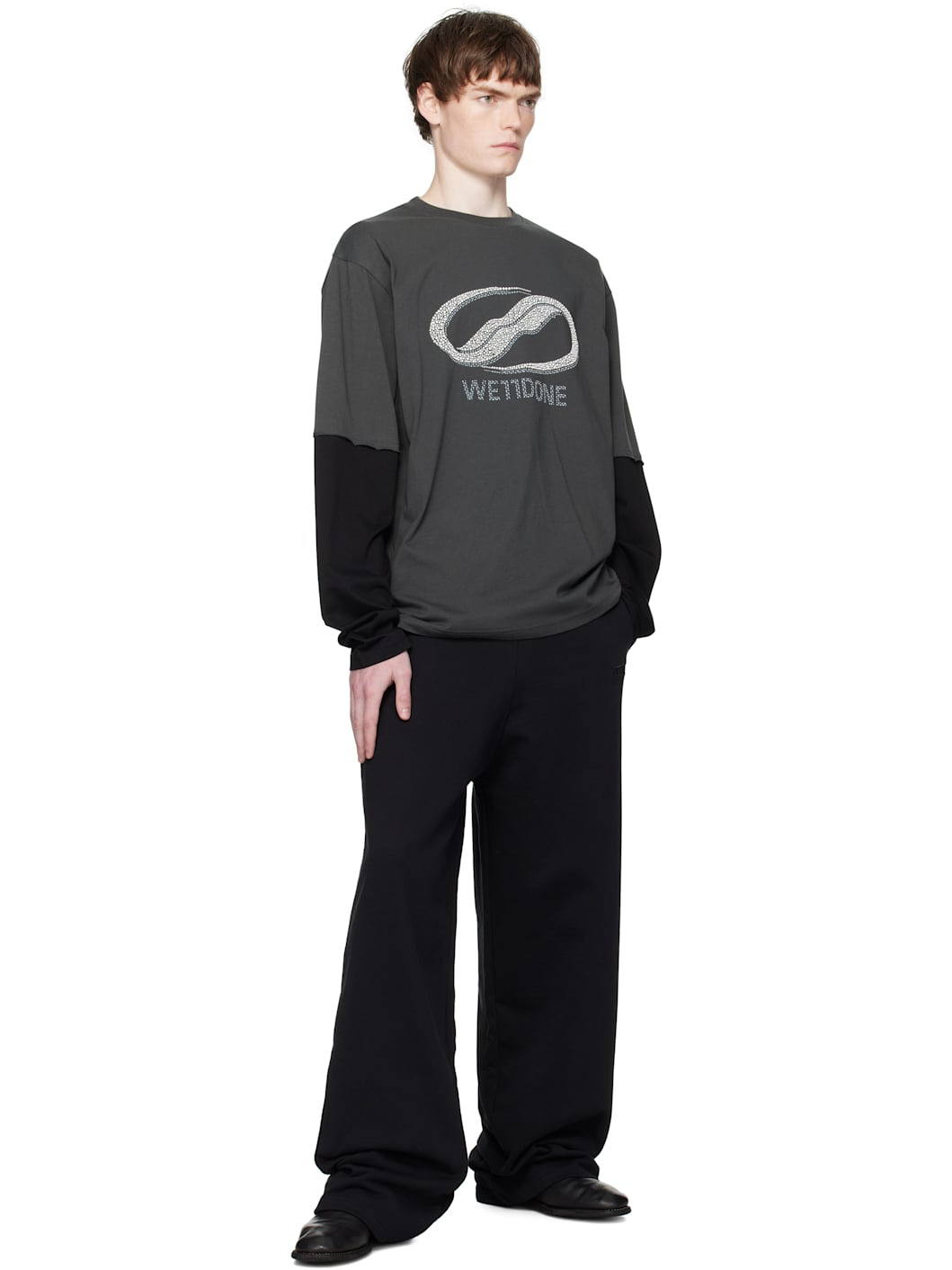 Gray Pearl Logo Long-Sleeved T-shirt - 4
