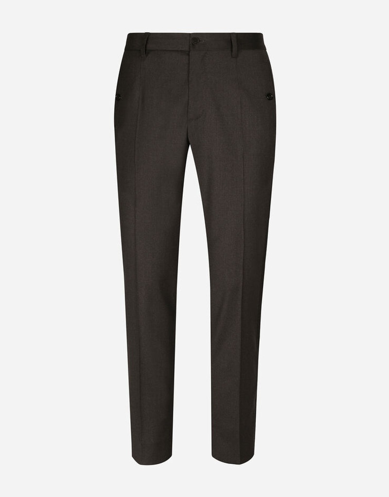 Stretch wool pants with side bands 1