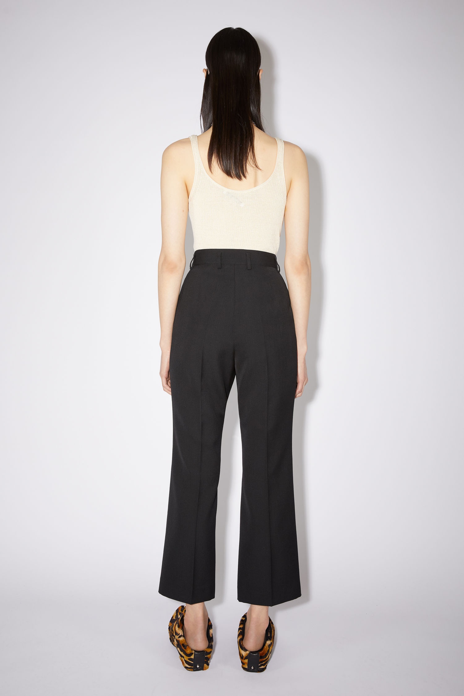 Flared wool-blend trousers - Black - 3