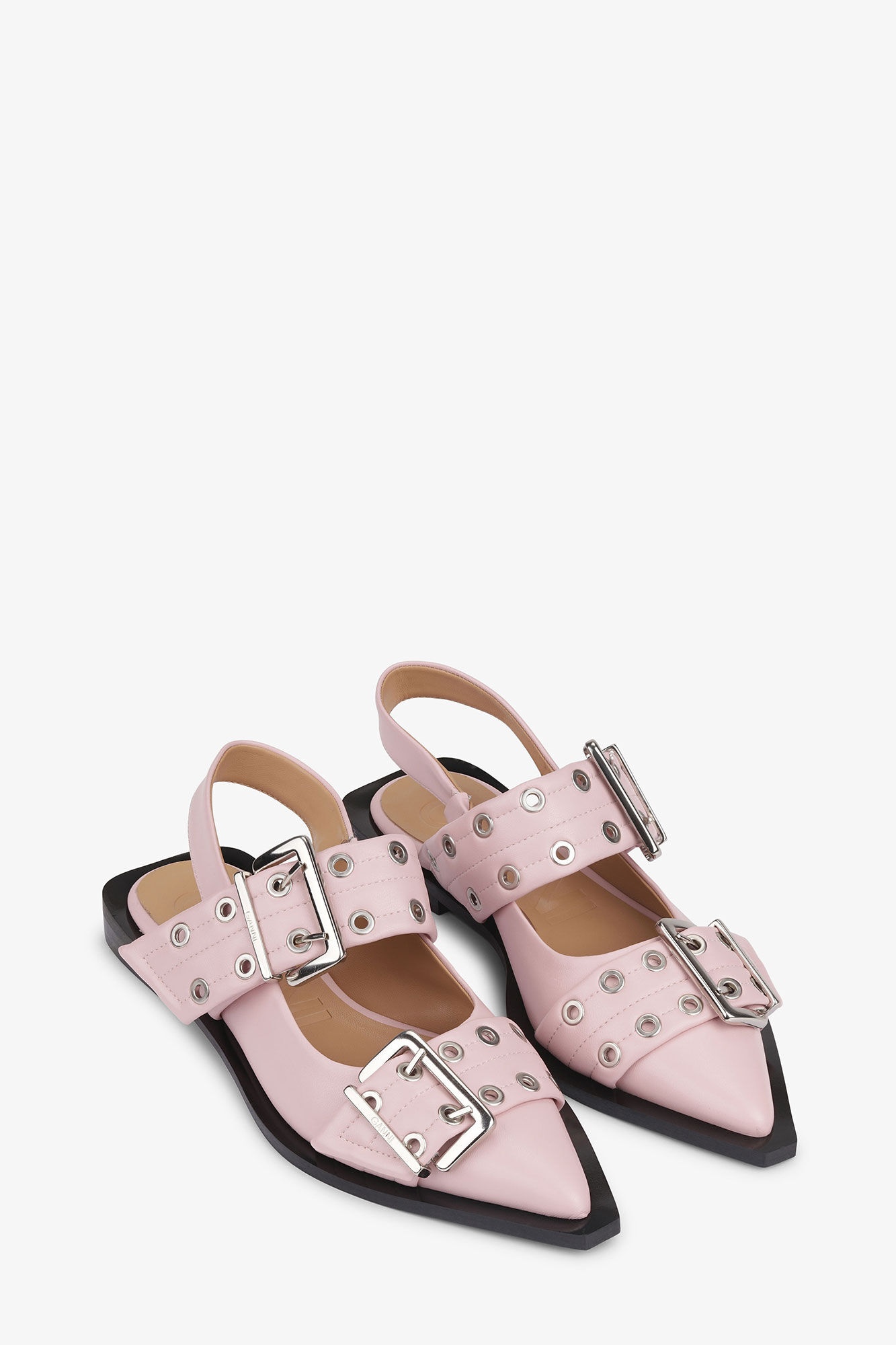 LIGHT PINK FEMININE BUCKLE BALLERINAS - 2