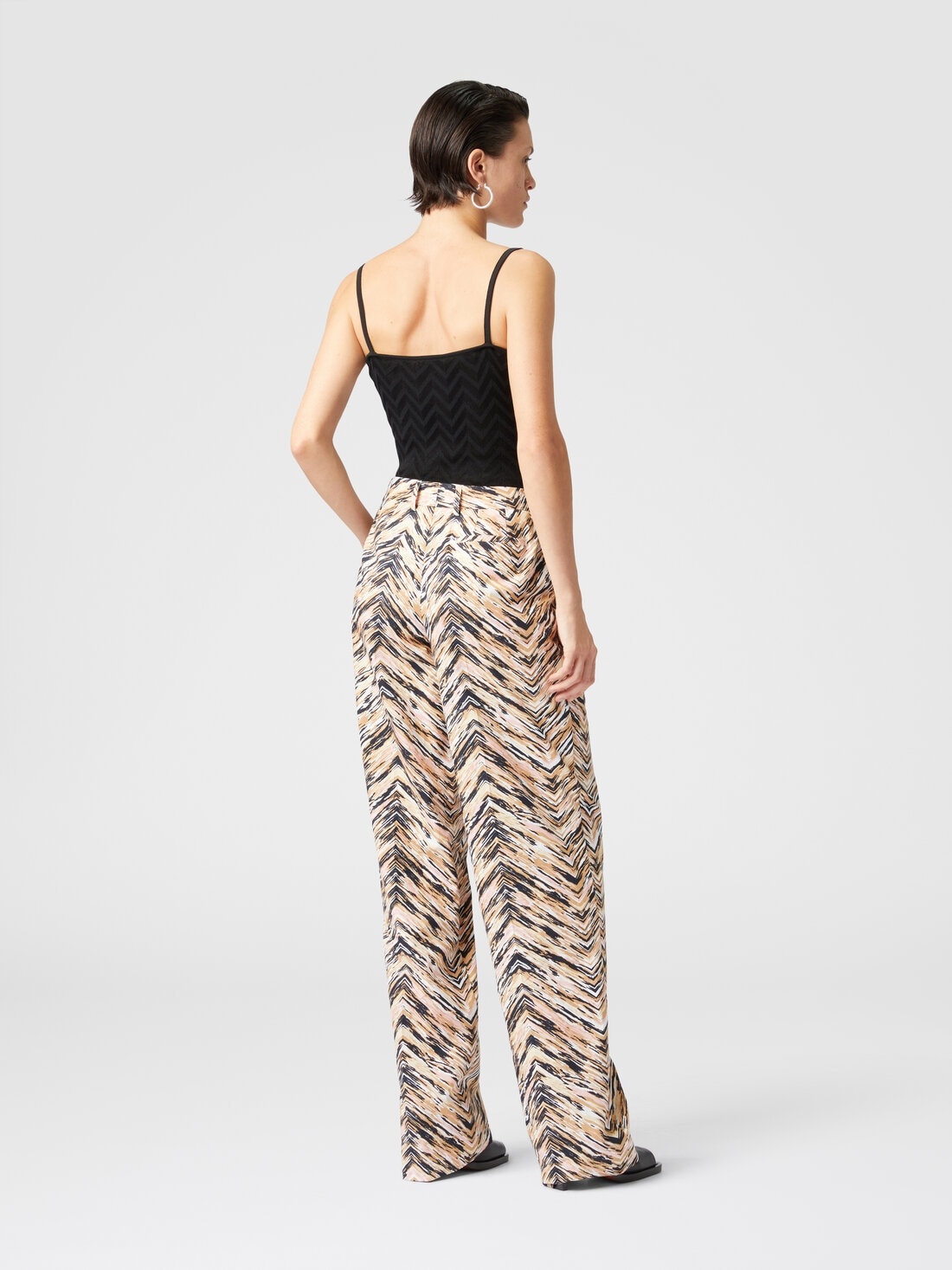 Classic trousers in animal print zig zag cotton - 3