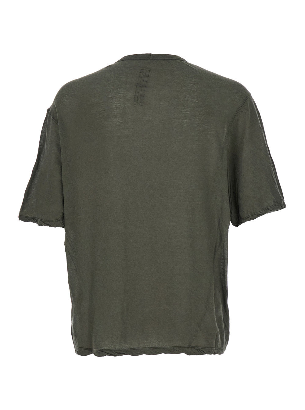 Rick Owens Men 'Brad' Green Crewneck T-Shirt With Rear Stitching In Cotton Man - 2
