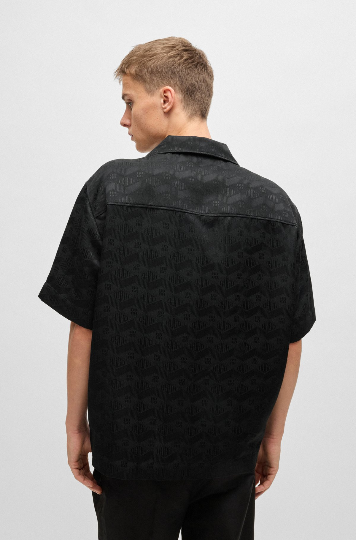 OVERSIZE-FIT SHIRT IN GEOMETRIC-LOGO JACQUARD - 5