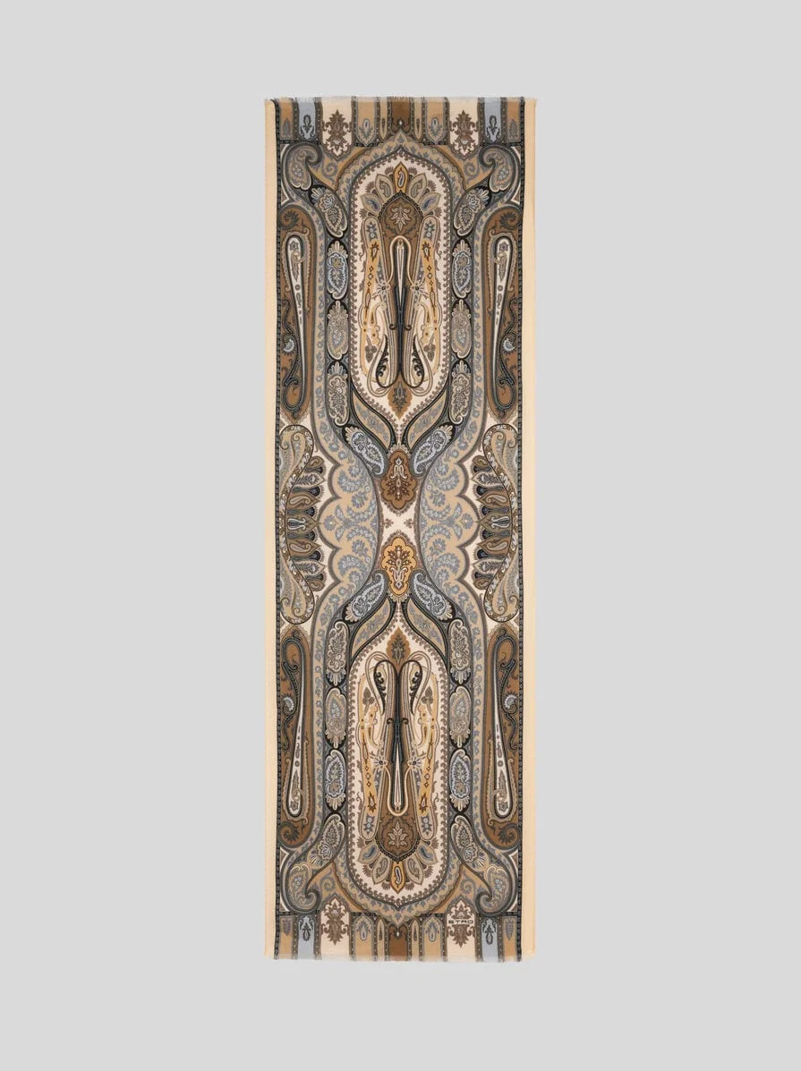 CASHMERE, SILK AND WOOL SCARF WITH PAISLEY MOTIF - 1