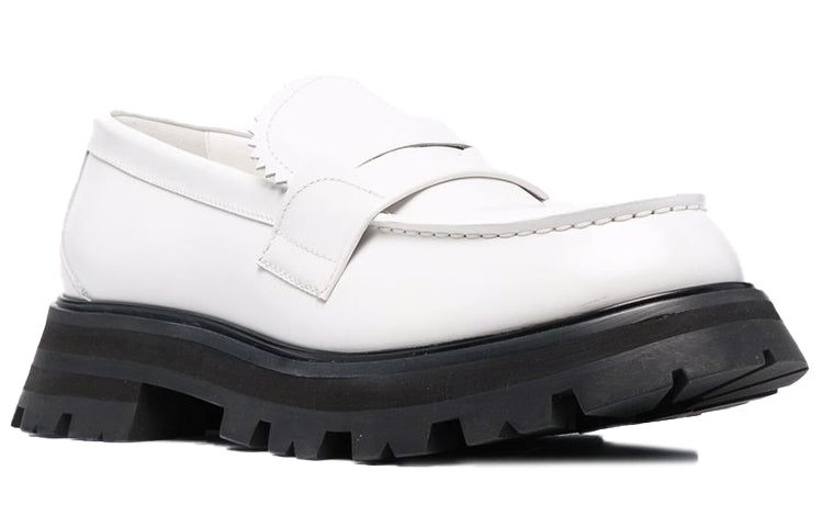 (WMNS) Alexander McQueen Wander Loafer Shoes 'White Black' 666328WHZ809358 - 2