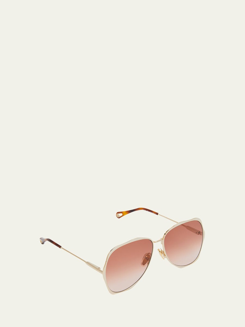Golden Tortoiseshell Metal Aviator Sunglasses 1