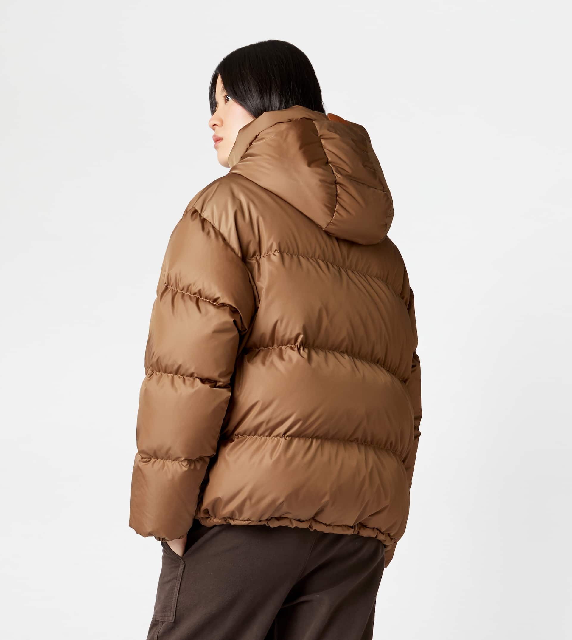 HOODED OVER DOWN JACKET - BROWN - 7