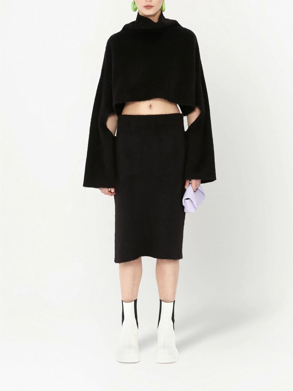 slit-detail knitted pencil skirt - 2
