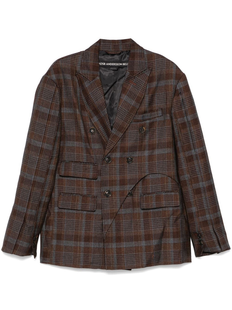 Soe-check double-breasted blazer 1