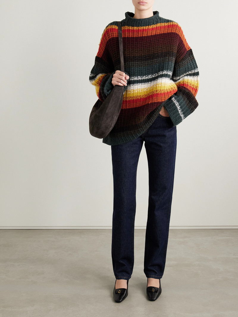 KHAITE Yanis Oversized Ribbed Striped Cashmere Sweater outlook