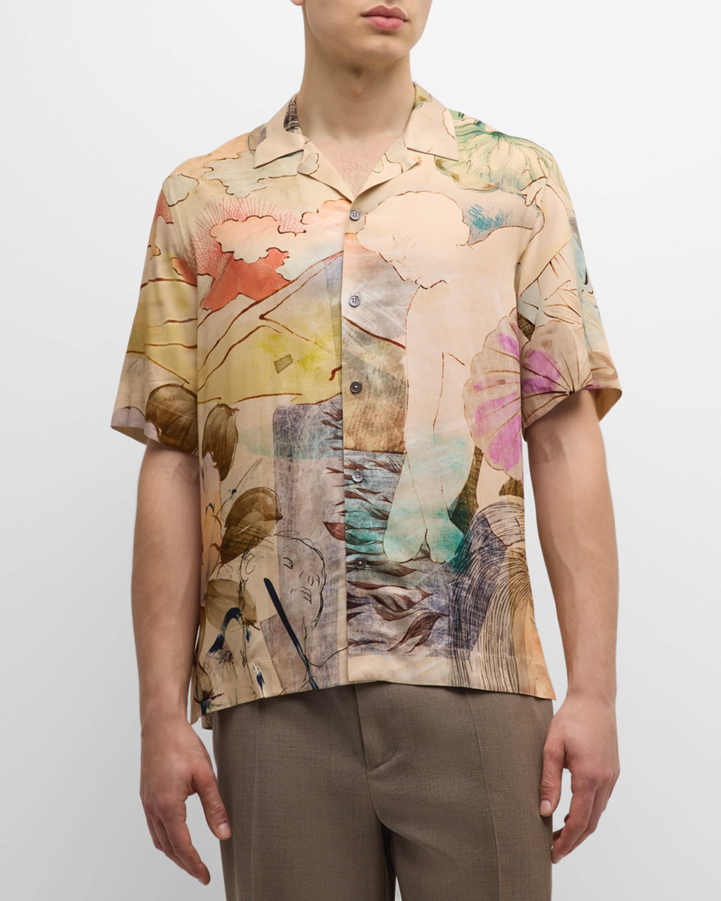 Men's Artwork-Print Camp Shirt - 2