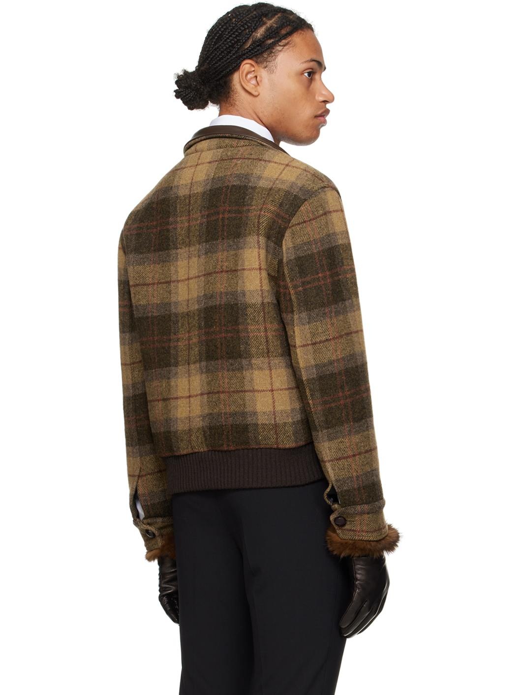 Brown Virgin Wool Check Jacket - 3