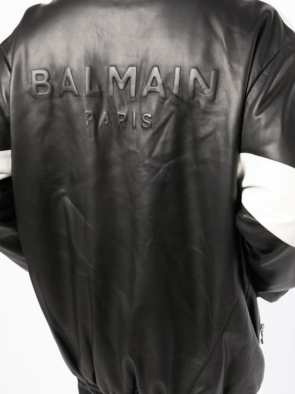 logo-embossed lambskin jacket - 5