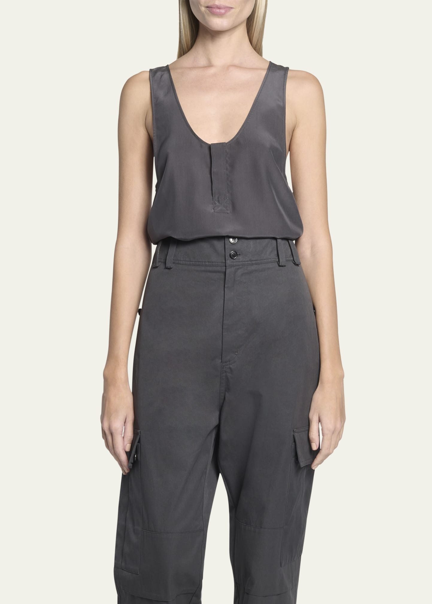 Scoop-Neck Silk Tank Top - 4