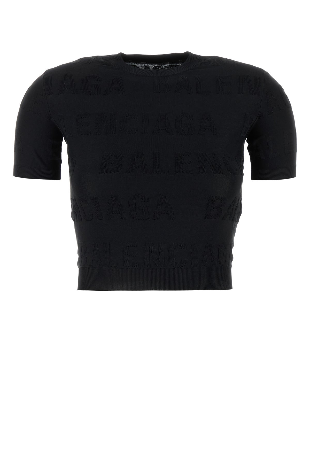 Black stretch viscose blend t-shirt - 1