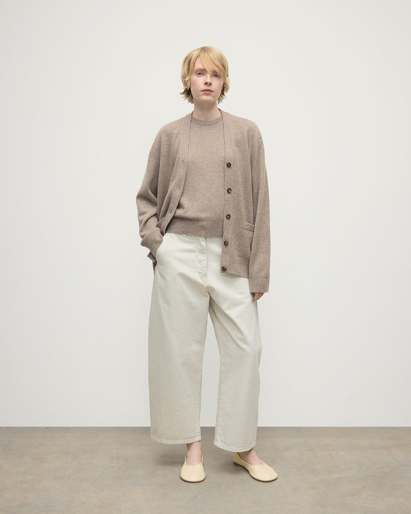 Johnstons of Elgin Boyfriend-Fit Brown Cashmere Cardigan outlook