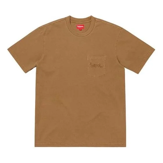 Supreme SS19 Overdyed Pocket Tee Short Sleeve Unisex Brown SUP-SS19-10021 - 1