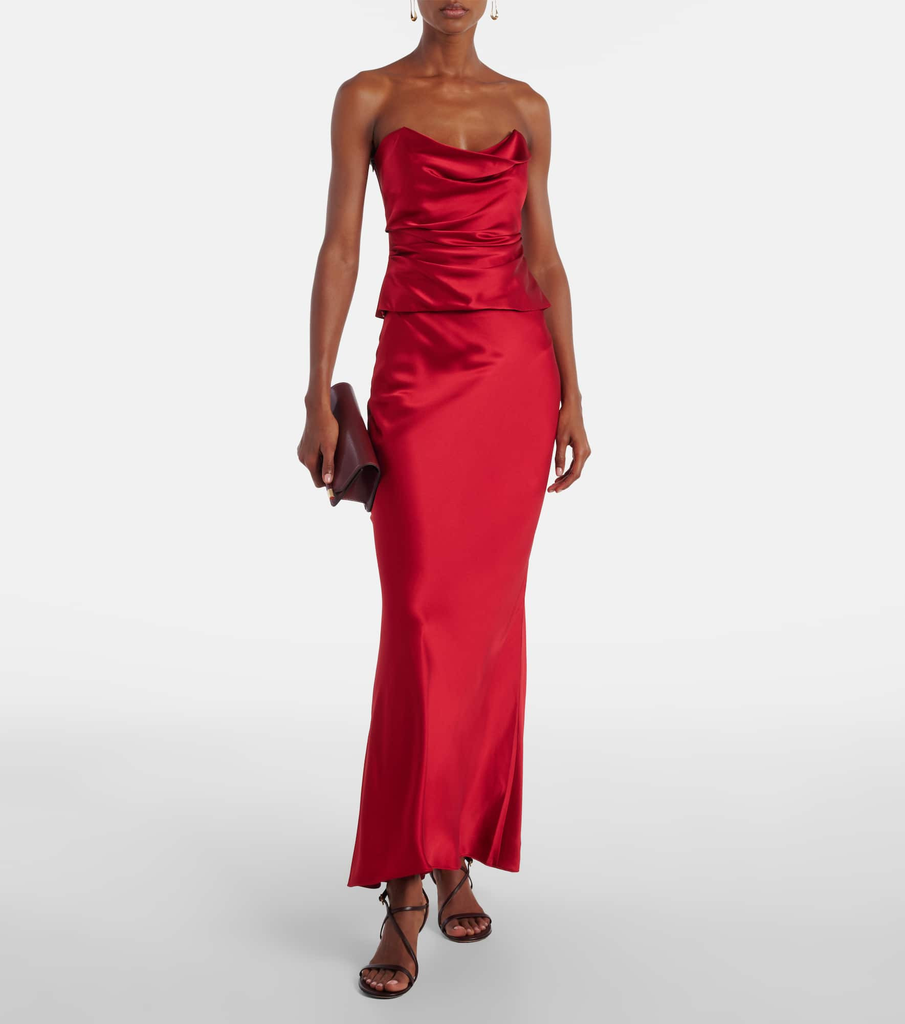 Draped silk charmeuse bustier - 2