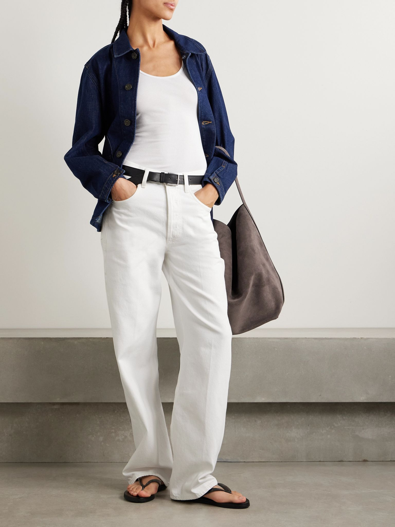 + Argent Ayla Baggy high-rise wide-leg jeans White - 2
