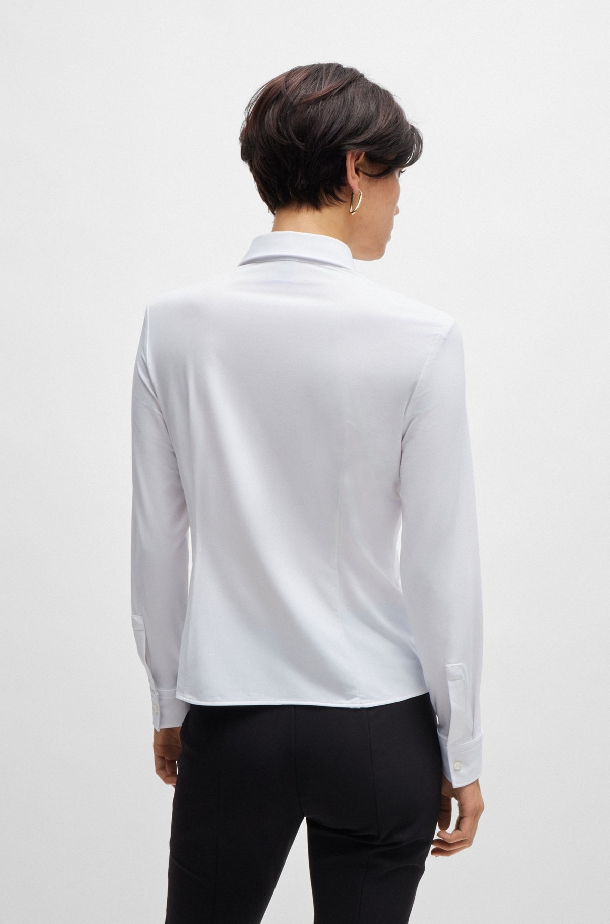 EXTRA-SLIM-FIT BLOUSE IN ITALIAN PERFORMANCE-STRETCH DOBBY - 5
