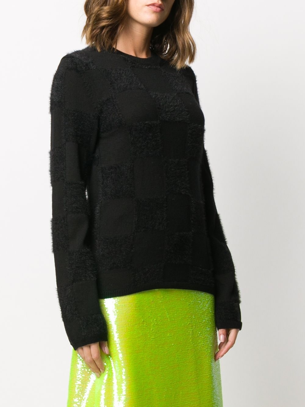 textured square knit jumper - 3