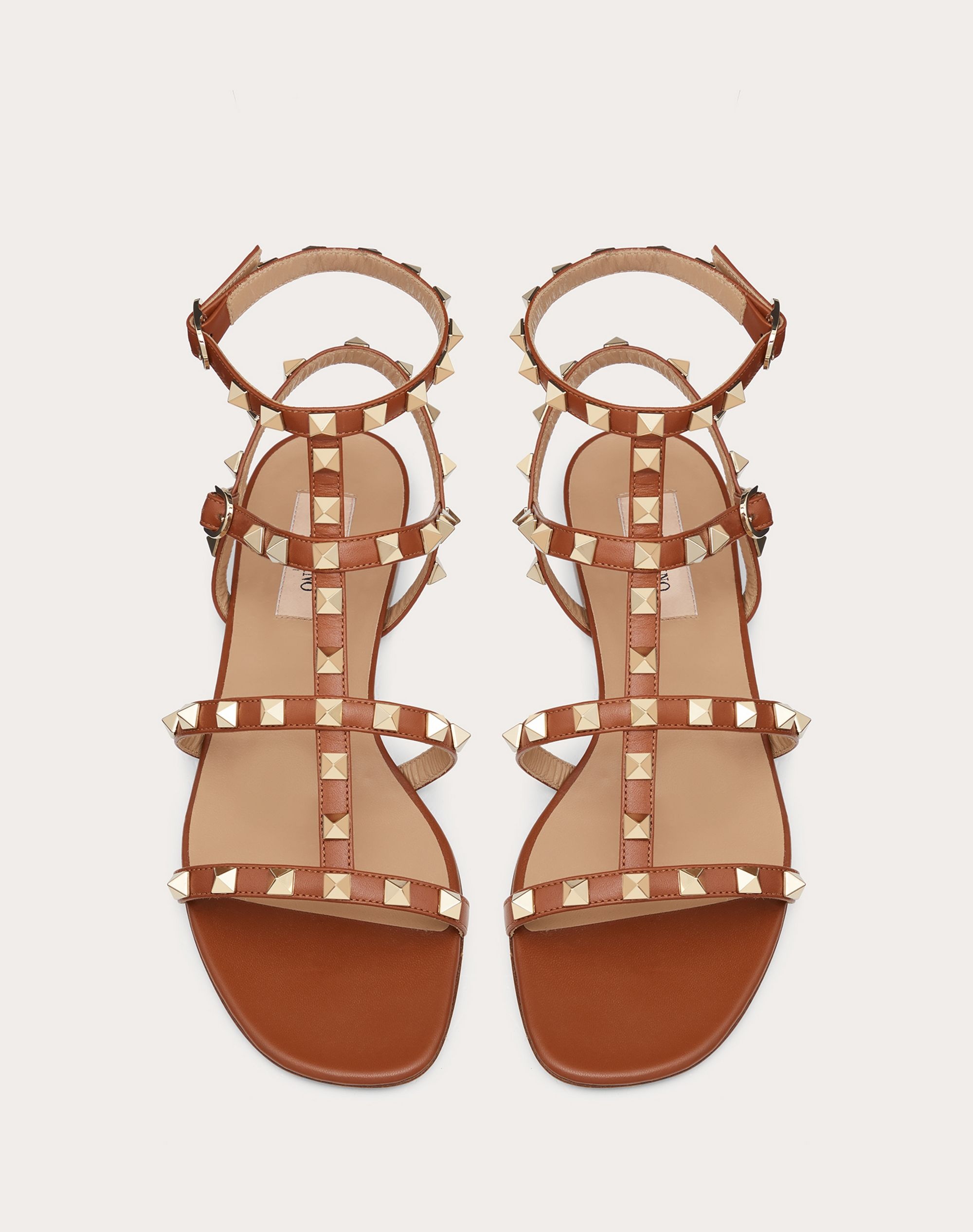 Rockstud Flat Calfskin Sandal with Straps - 4