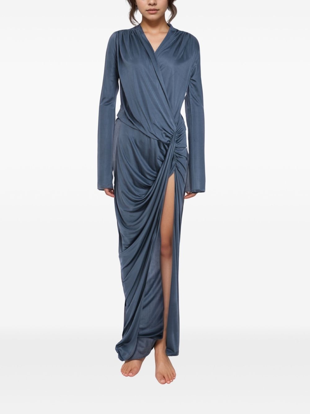 V-neck draped maxi dress - 2