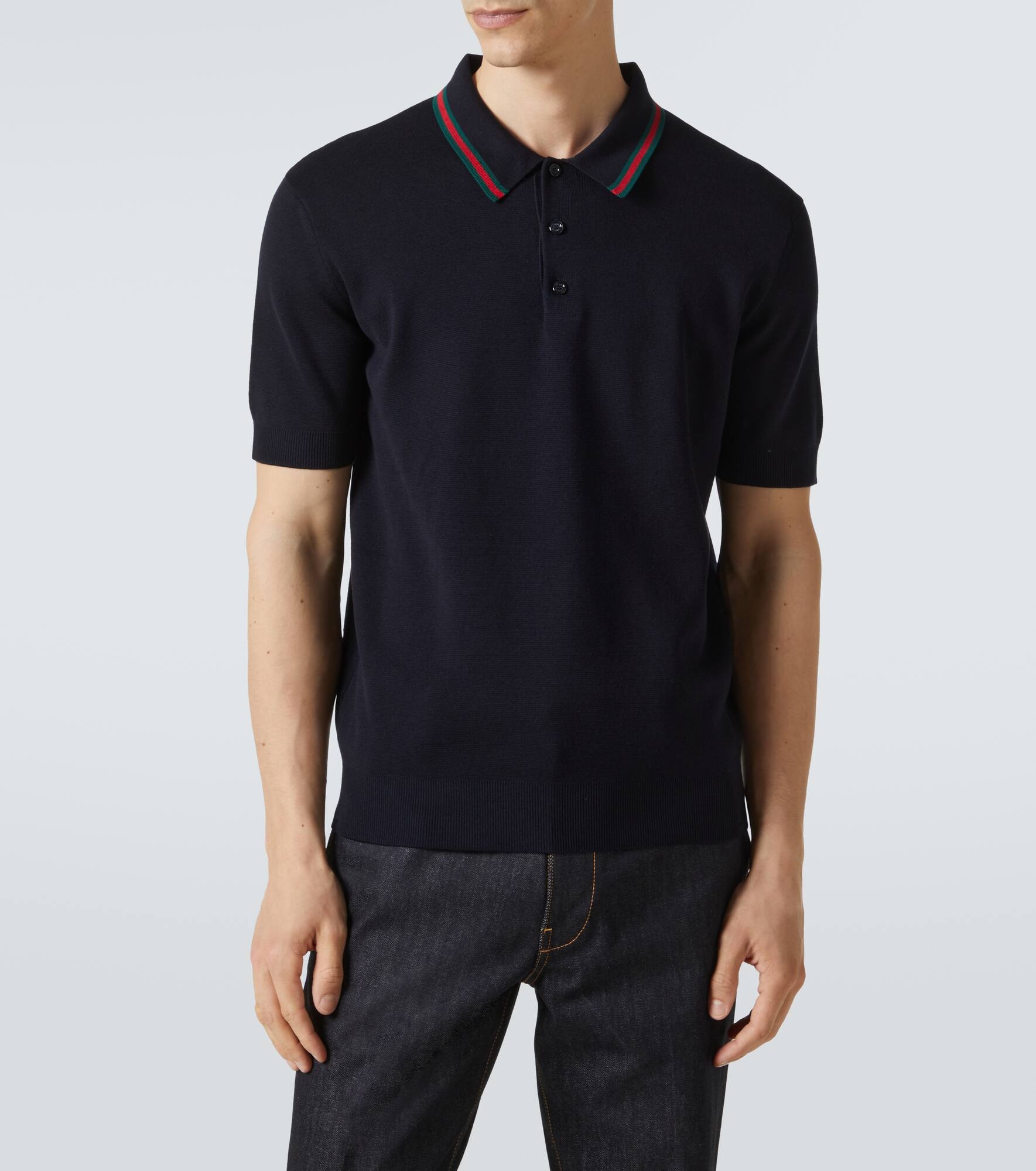 Web Stripe silk and cotton polo shirt - 3