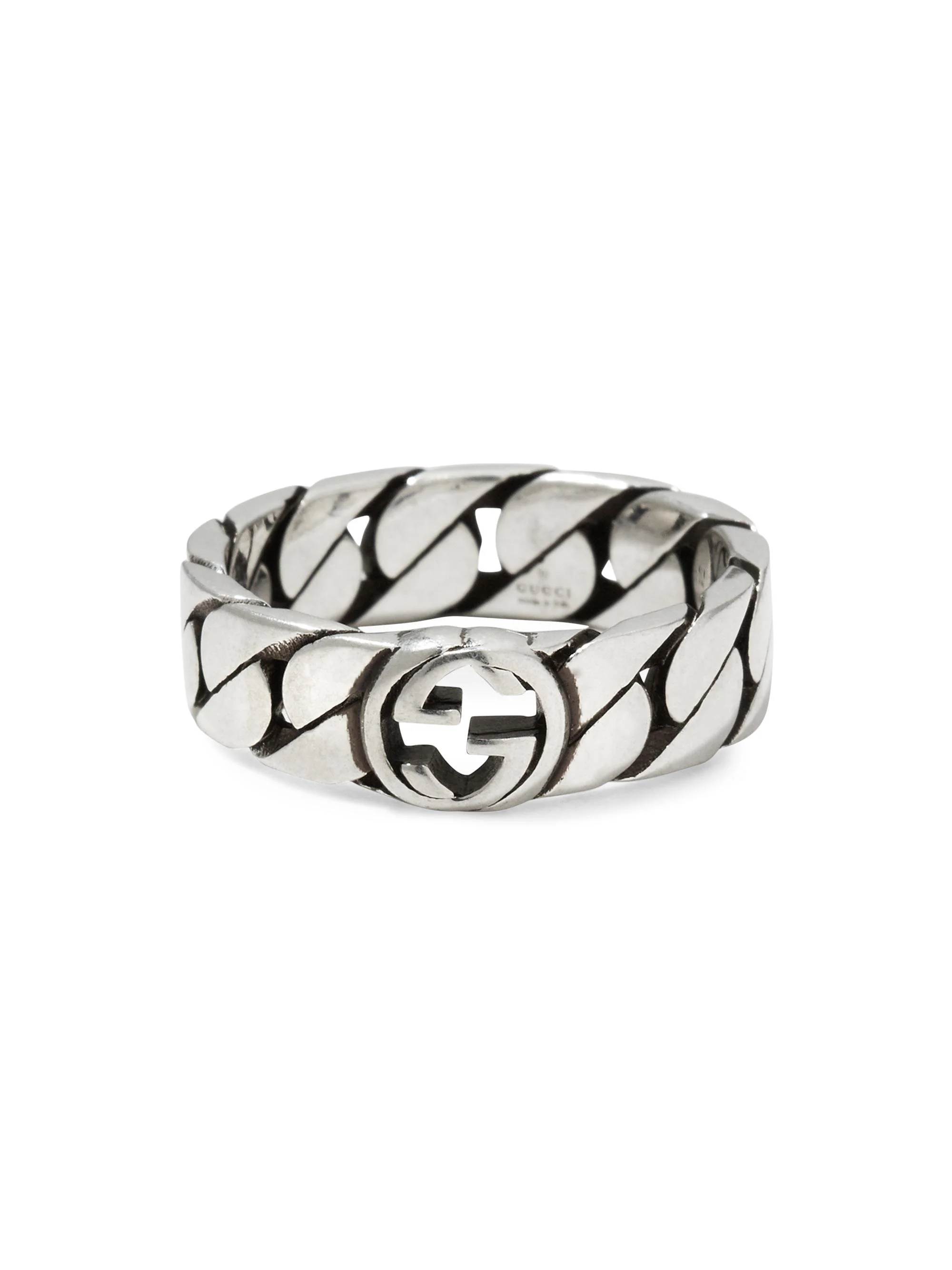 Women's Interlocking-G Sterling Silver Fixed Chain Ring - Silver - 1