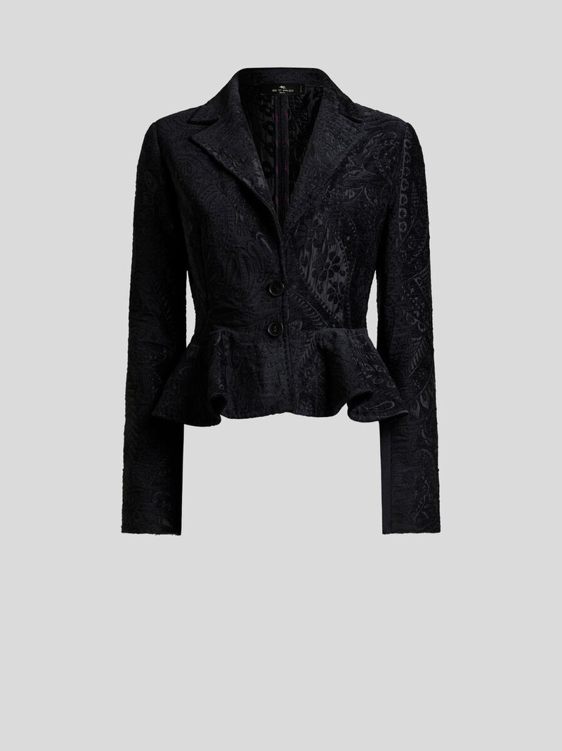 SINGLE-BREASTED CHENILLE JACQUARD JACKET WITH FLORAL PAISLEY MOTIF 1