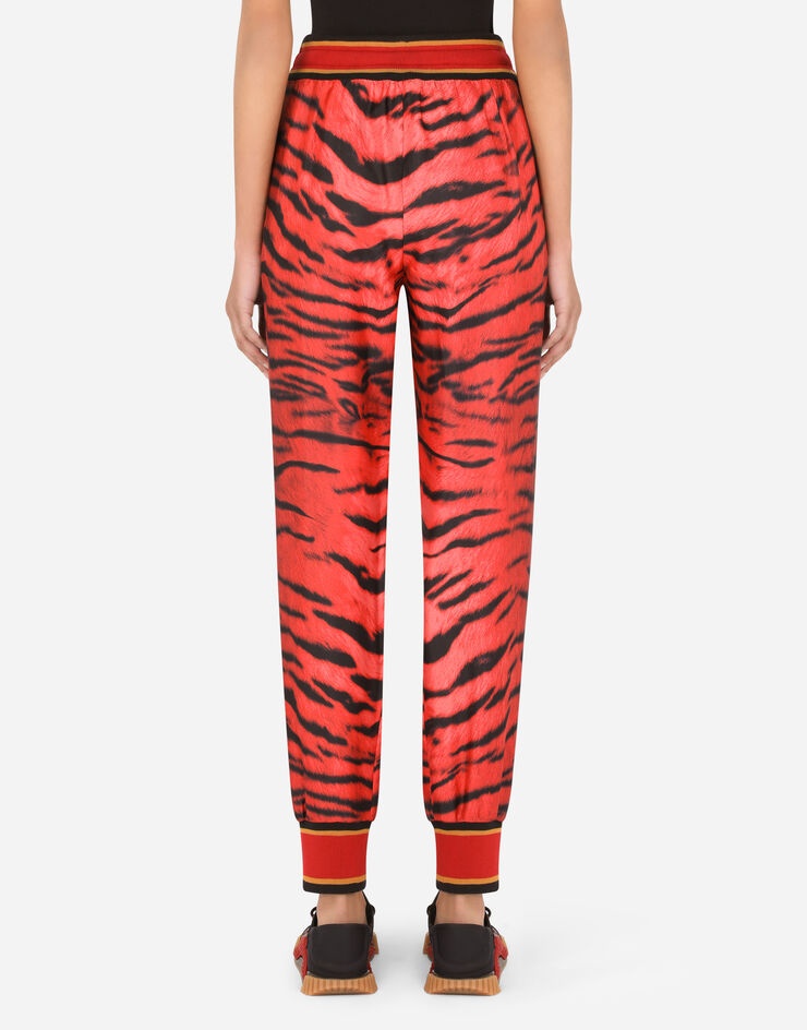 Tiger-print twill pants with ankle cuffs - 2