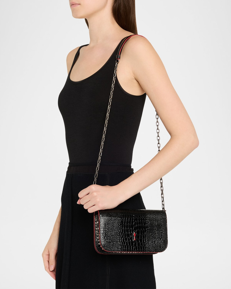 Christian Louboutin Paloma Small Croc-Embossed Leather Clutch outlook