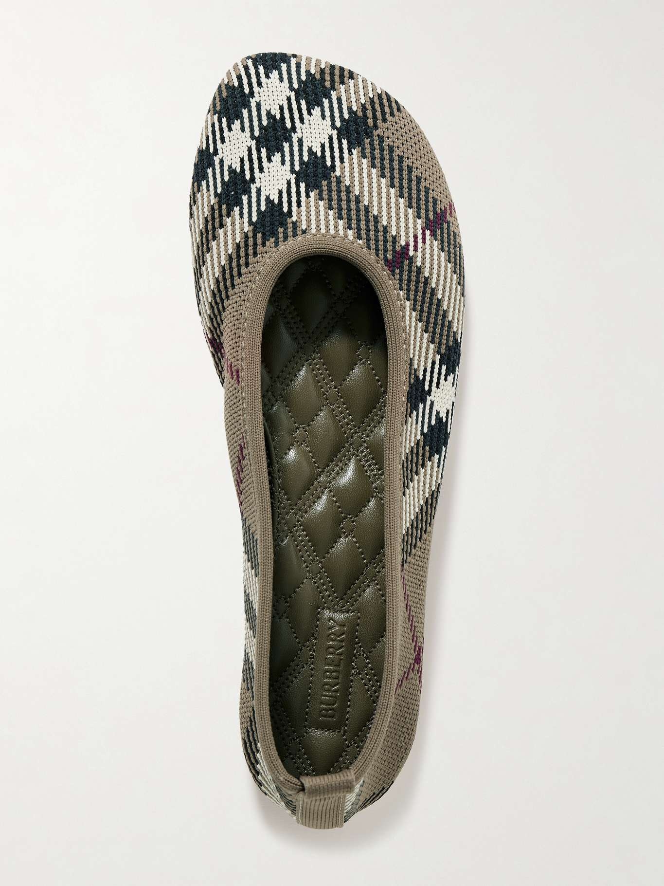 Checked jacquard-knit ballet flats Beige - 5