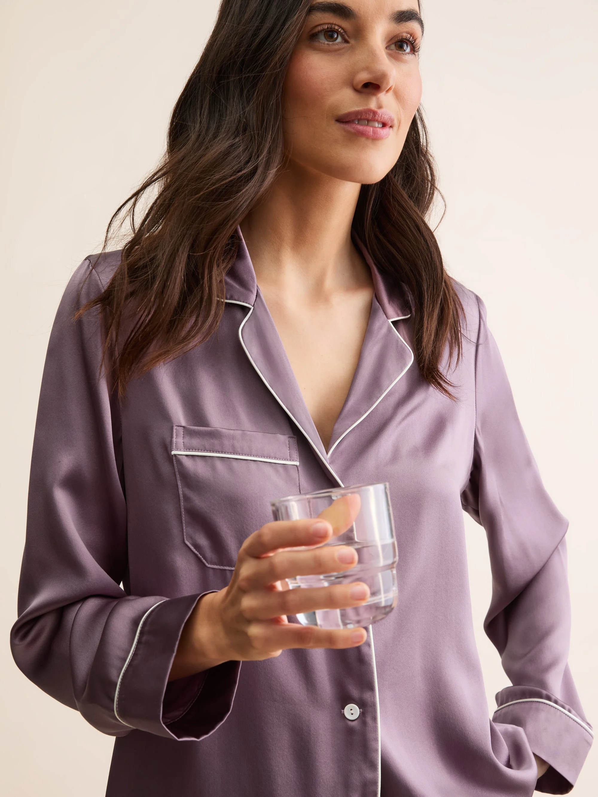 Women's Silk Pajamas Bailey Dusty Plum - 1