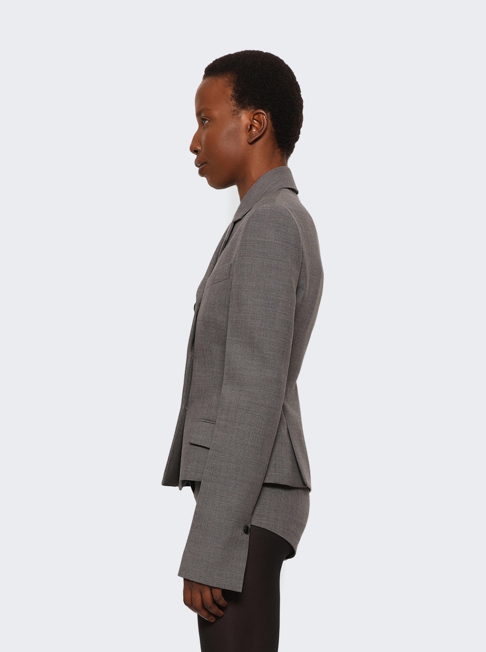 Wool Double Natte One-Button Blazer Jacket Grey - 4