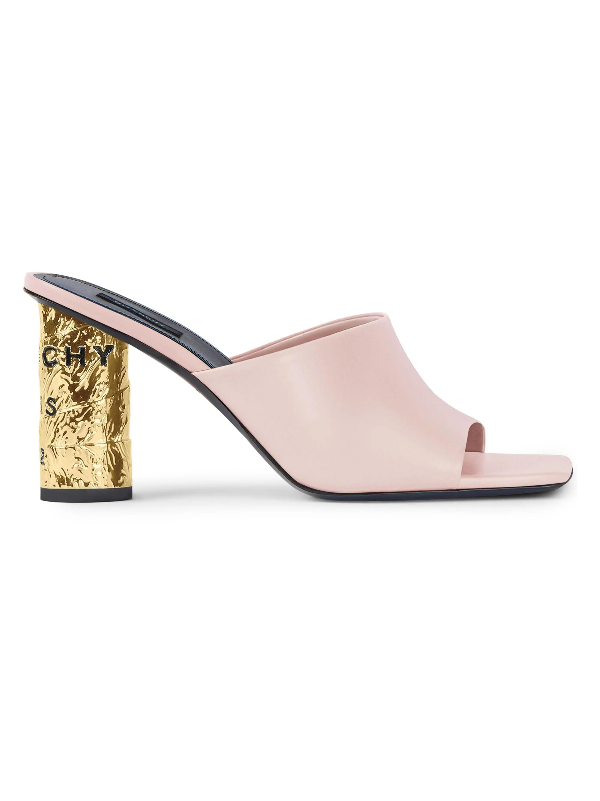 Women's Tape Heeled Mules in Leather - Silk Pink - 1