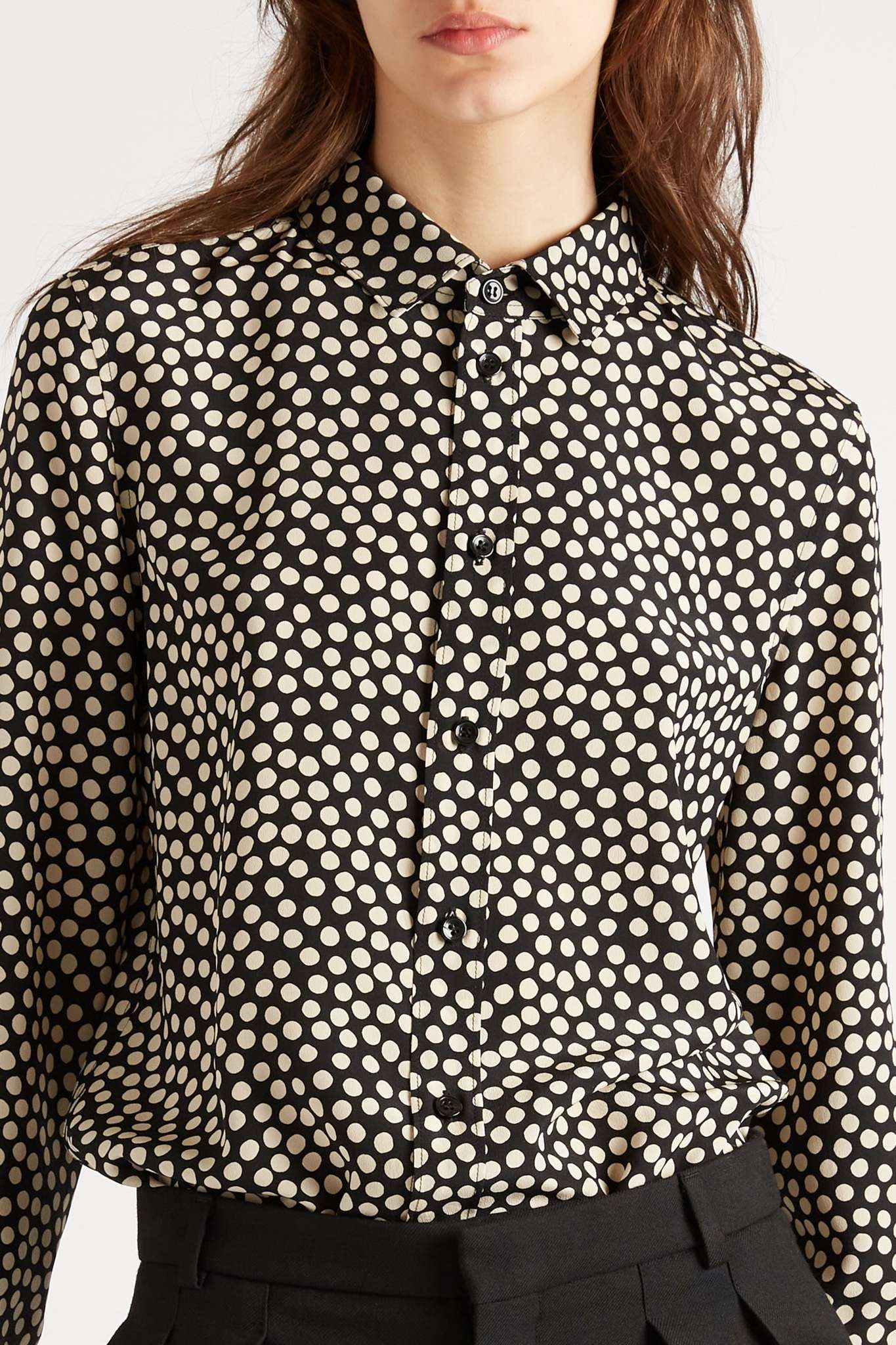 Polka-dot silk crepe de chine shirt - 5