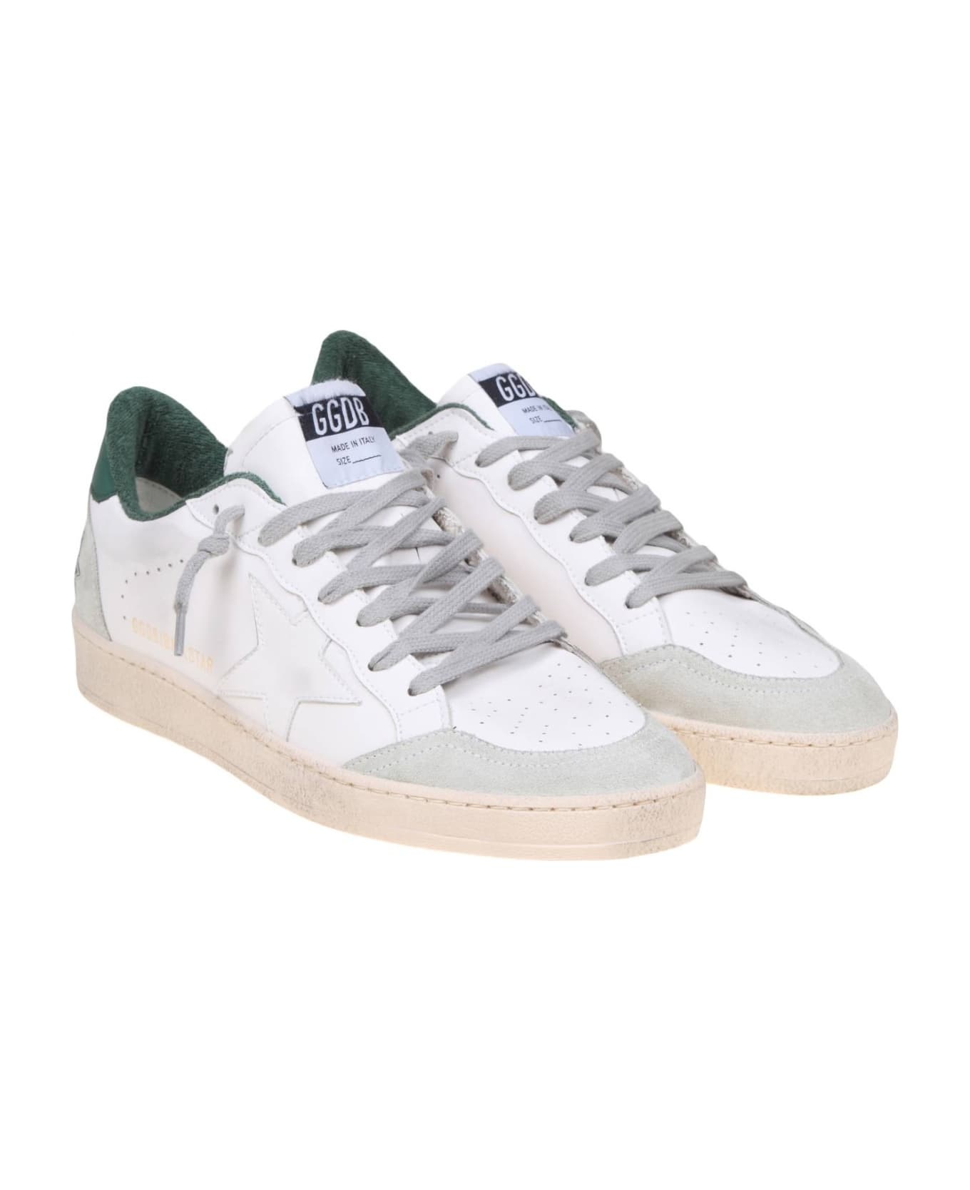 Ball Star Sneakers In White Suede And Leather - 2