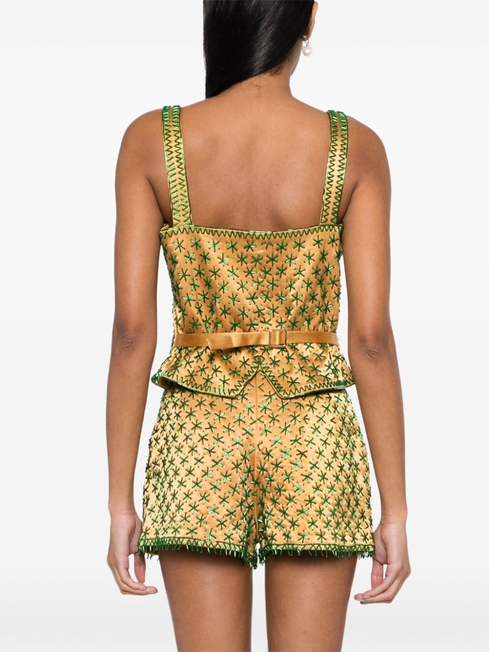embroidered-design tank top - 4