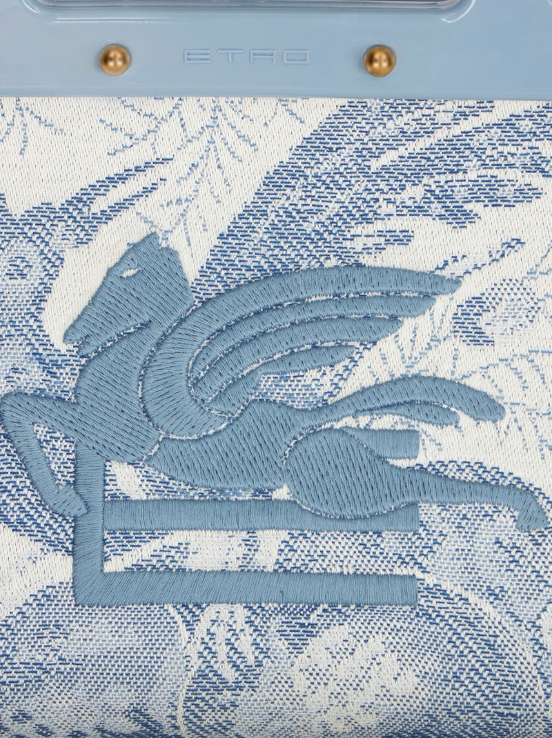 SMALL DENIM JACQUARD LOVE TROTTER BAG 6