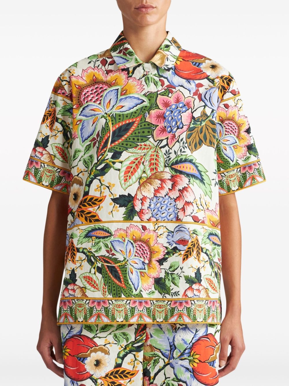 floral-print cotton shirt - 3