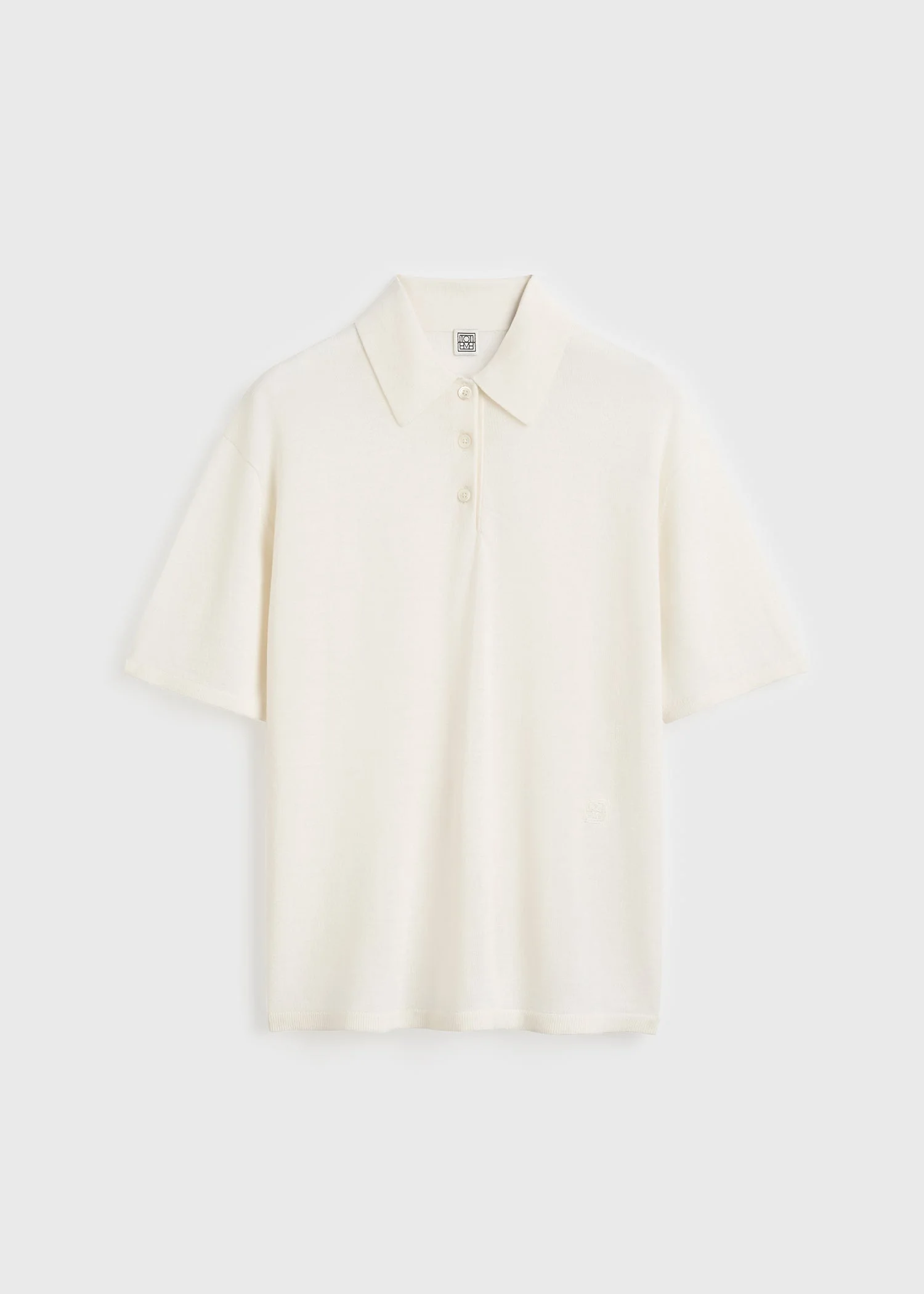 Wool-silk polo shirt white - 1