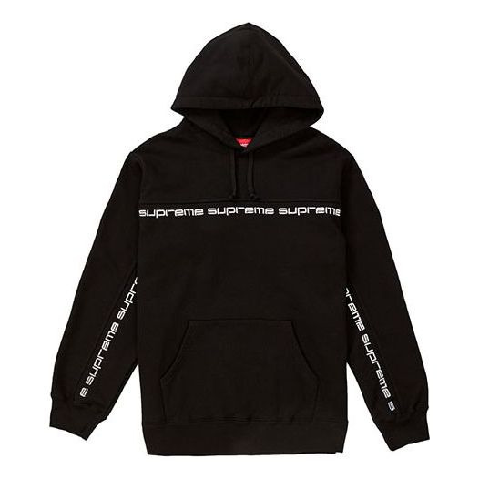 Supreme FW18 Text Stripe Hooded Sweatshirt Black SUP-FW18-961 - 1
