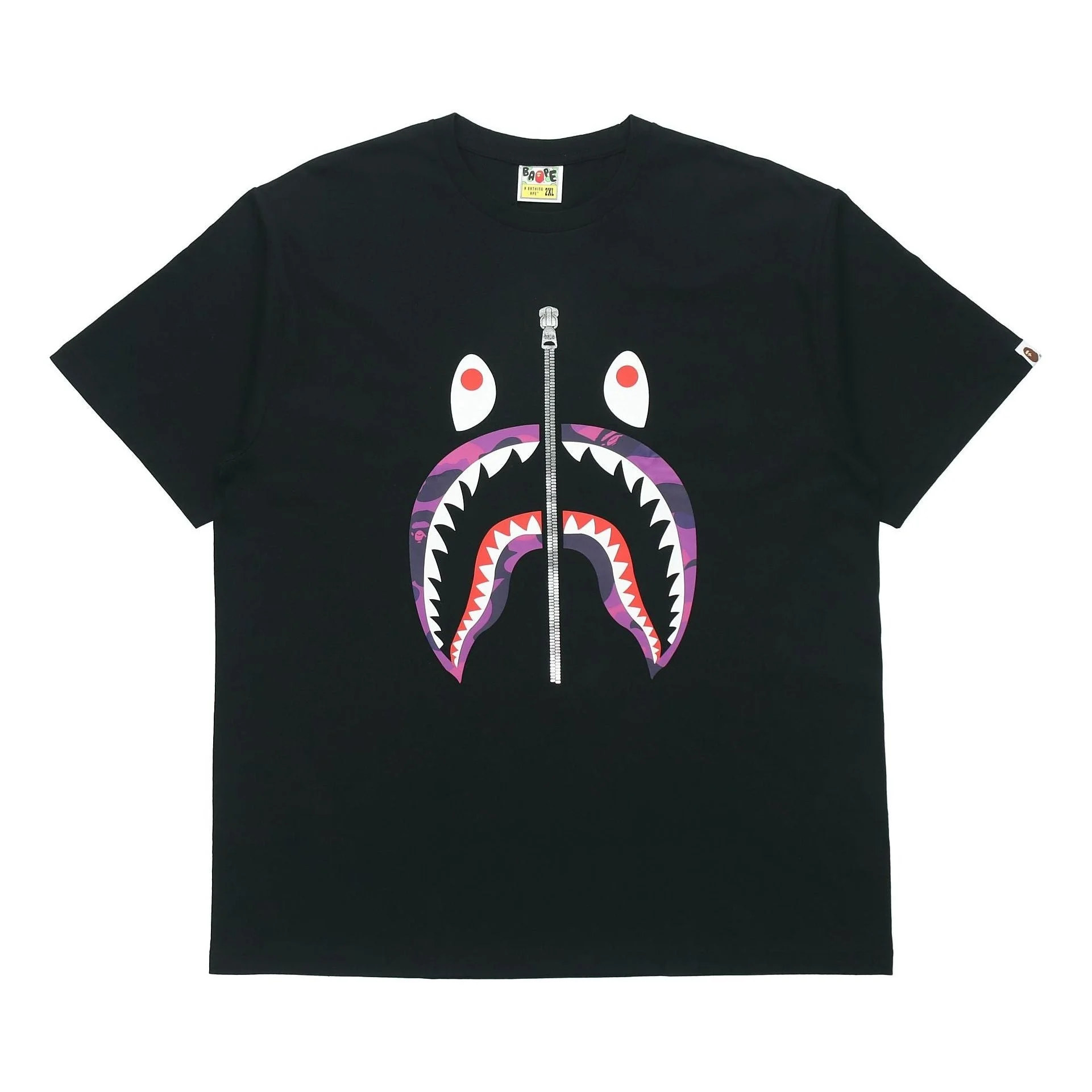 A BATHING APE Shark Face Half-Zip T-Shirt 'Black' BAPE-SS18-003 - 1