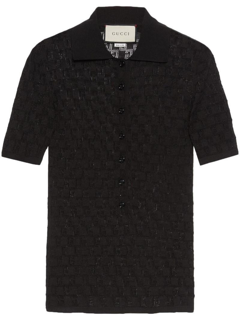 monogram-pattern polo shirt - 1