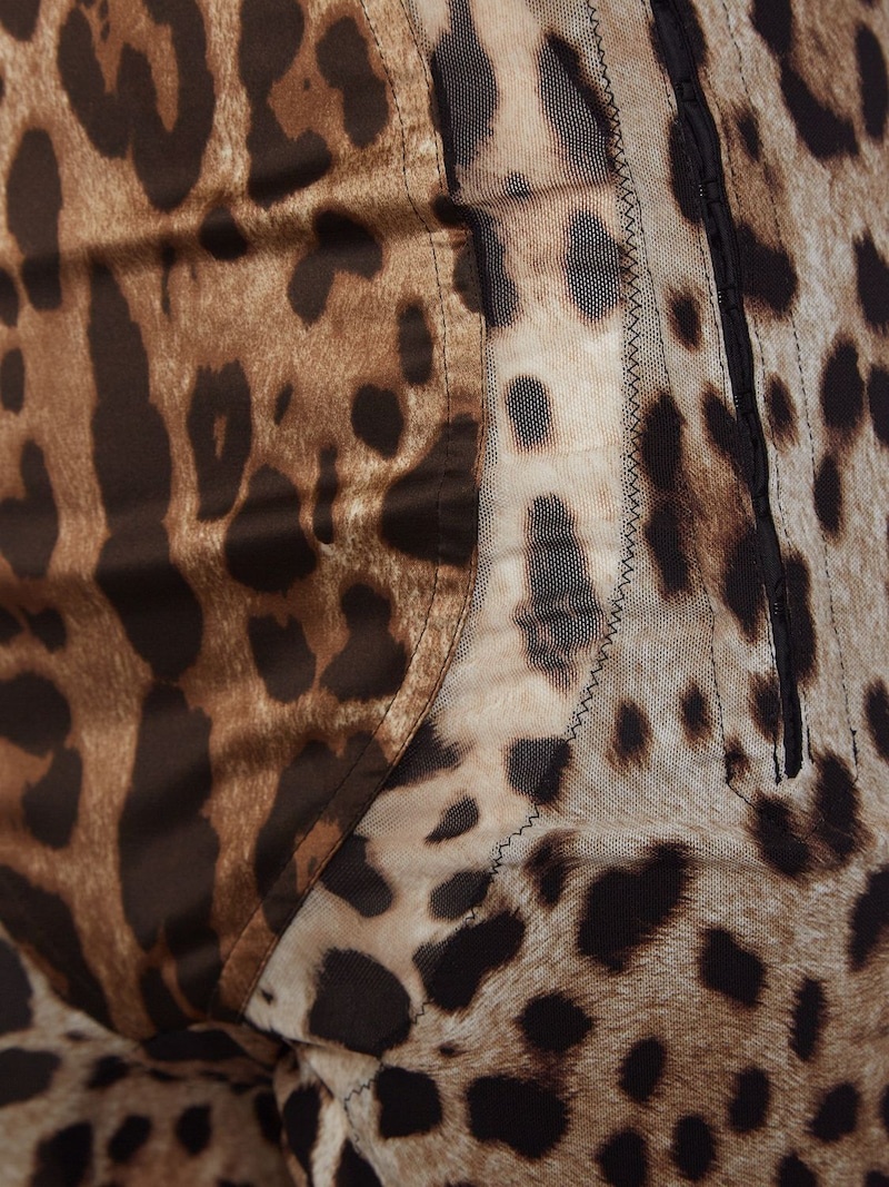 Leopard print stretch straight pants - 5