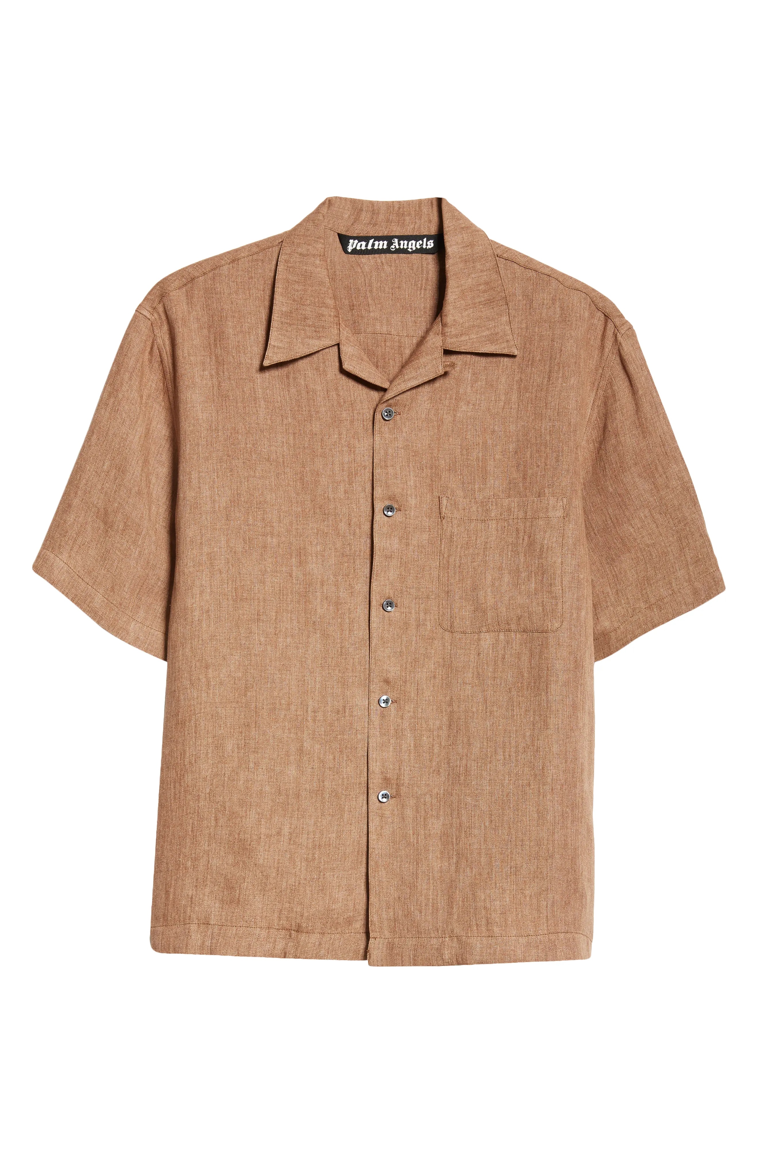 Linen Button-Up Bowling Shirt - 5