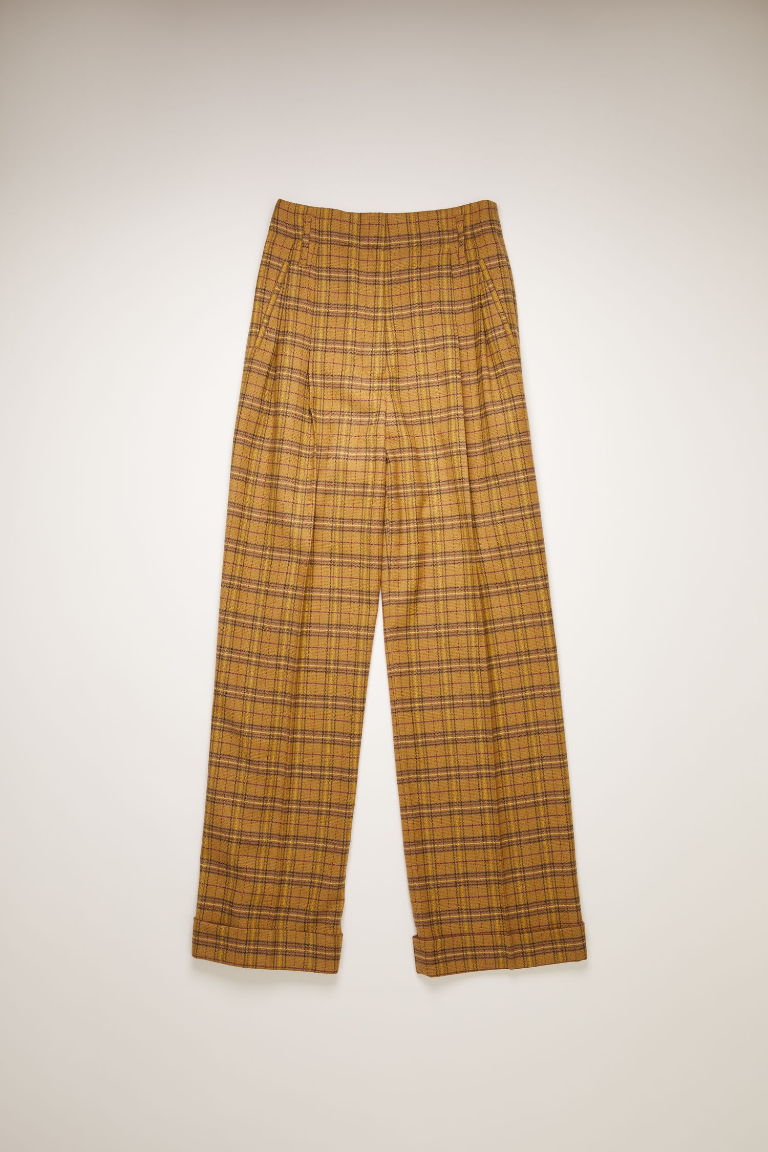 Wide-leg checked trousers yellow/beige - 5