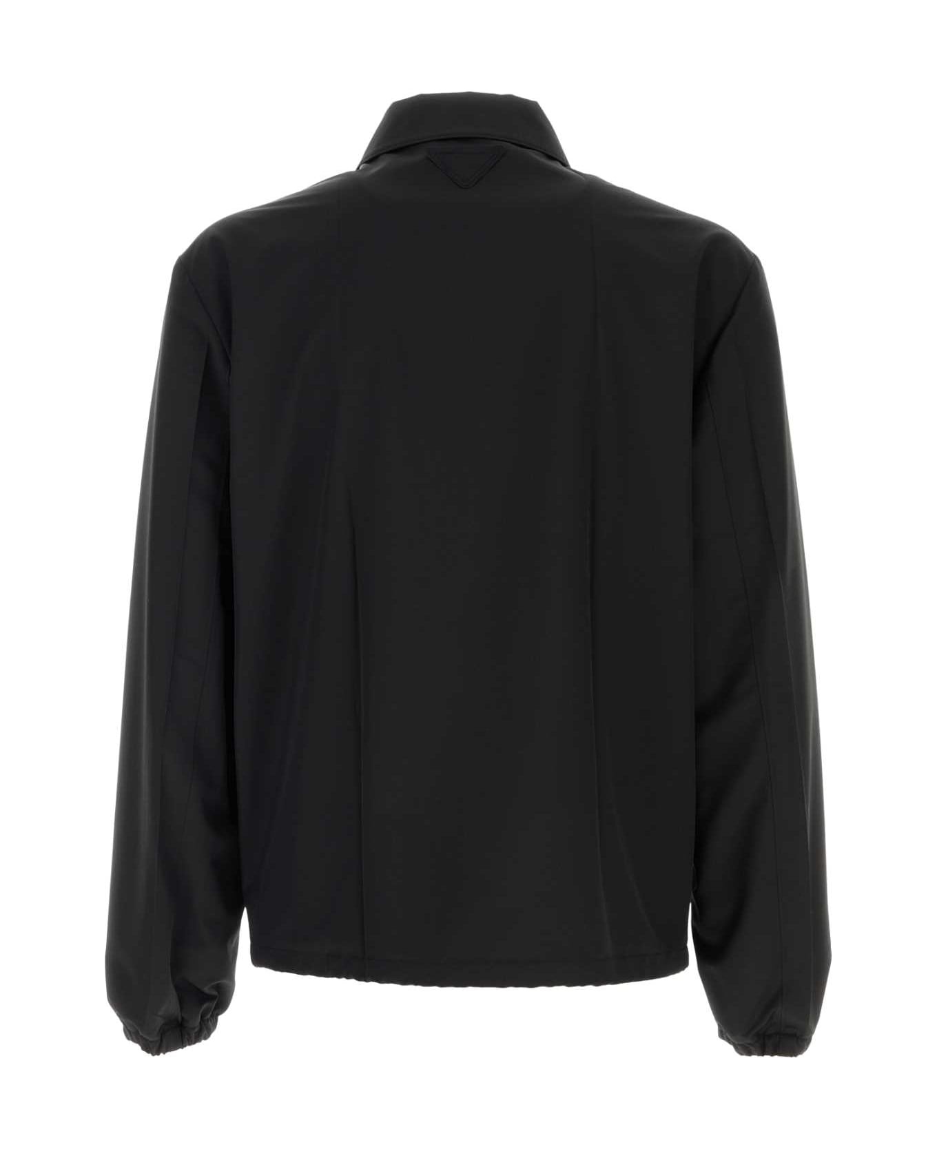 Black Wool Blend Jacket - 2